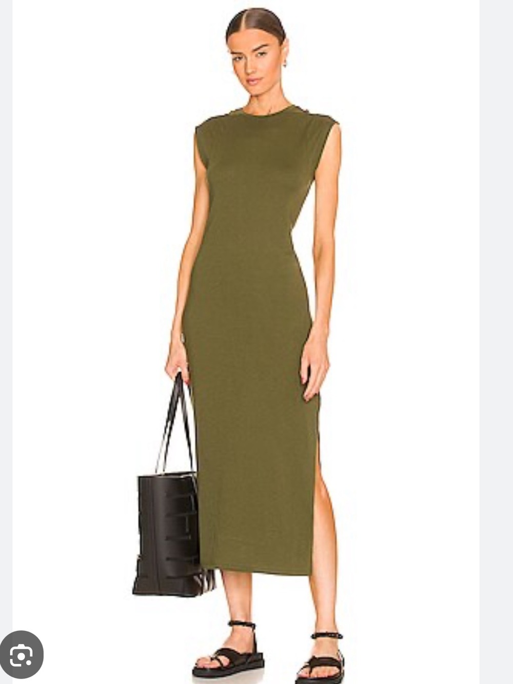 Frame Denim Le Muscle Maxi Dress in Olive Green